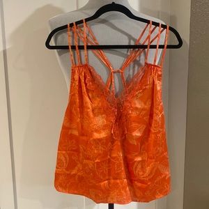 Free People Intimately Lace Coral Combo/  Cami Tank Top MEDIUM NWT